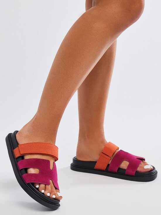 Fashion Nova Shoes - NWOT Agnes Flat Sandals - Pink/combo Sz 7